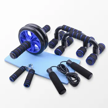 

Home Gym Exercise Set Abdominal Roller Wheel Resistance Grip Push-up Jump Rope Practical Package Kit