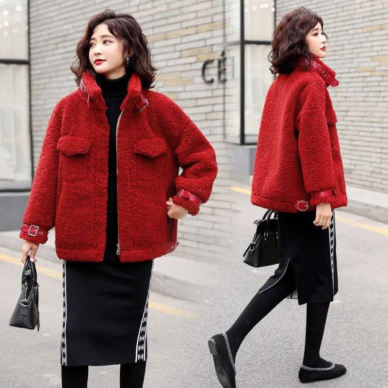 

Fang yang gao Wool Coat Women's Short 2019 Winter New Style Korean-style Loose Thick ke li rong Fur Tops