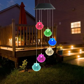 

Shell Design LED Solar Wind Chimes Lights Color Change Classic Texture Practical Durable Garden Yard Windbell Lamp