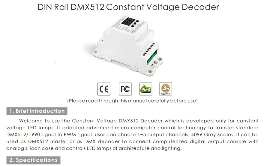 BC-833-DIN-RJ45 din-рейку DC12-24V вход 8A* 3CH выход, 3CH постоянное напряжение DMX512/1990 Декодер контроллер для светодиодной ленты, лампы