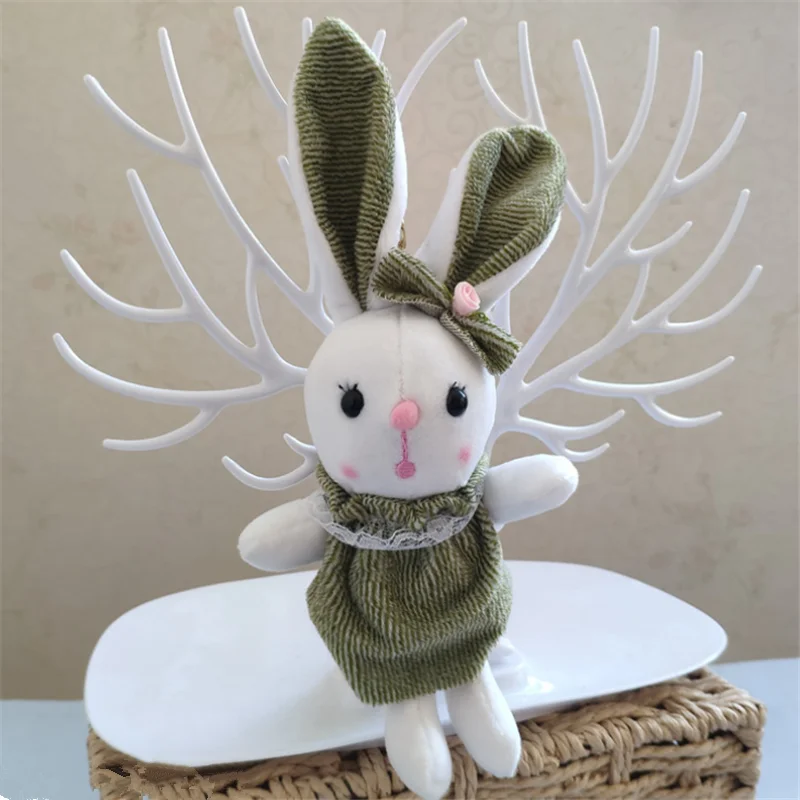 HANDANWEIRAN 1PCS New Holiday Gift Cute 12cm Rabbit Plush Toy PP Cotton Decorative Rabbit Pendant Girl Boy Christmas Gift