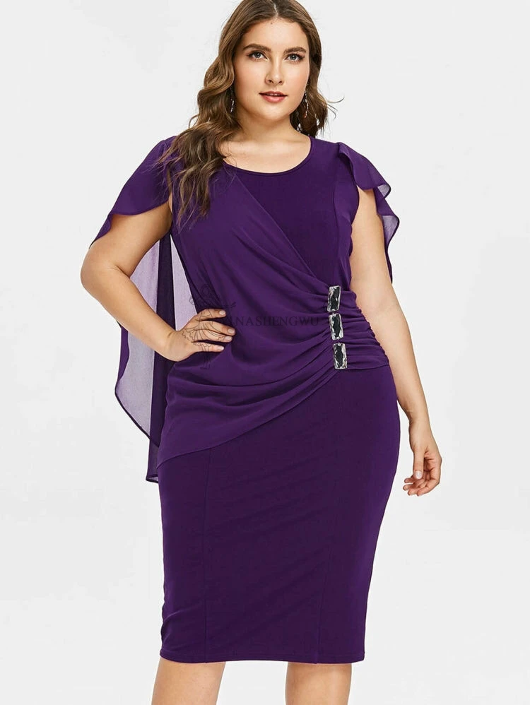 Женские вечерние платья, шифоновое облегающее платье, асимметричное платье выше колена, большие размеры, 3 цвета
