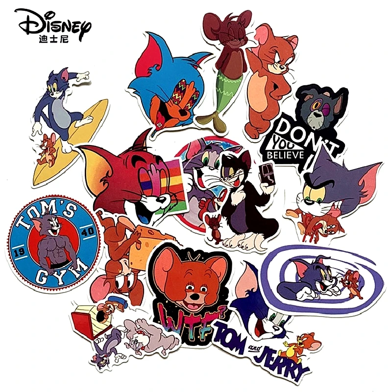 The New Hot! 15PCS Disney Tom&ampJerry Cat and mouse Stickers Anime Waterproof Luggage Laptop Car Sticker Boy Girl Kids Gift Toy | Игрушки и