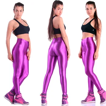 

2019 Europe and the United States new casual pants Slim fluorescent color leggings nine pants women's sports pants legging