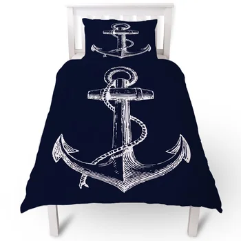 

Simple Anchor Blue Bottom Duvet Cover Pillow Case Quilt Cover Set Bedclothes Single Bedding Sets For Bed