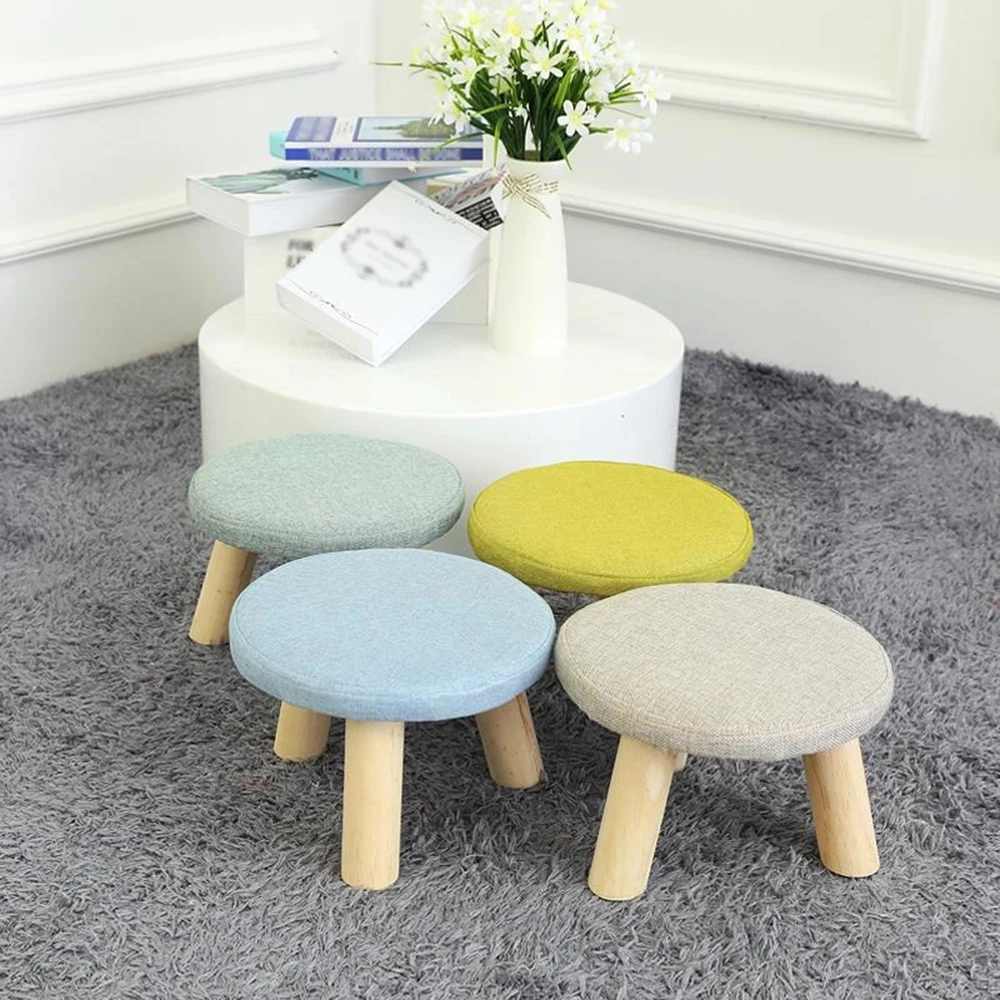 

Solid Wood Footstool with Removable Cover Padded Foot Rest Folding Storage Footrest Stool