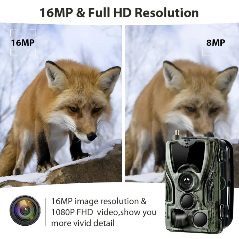 

HC-801LTE 4G Hunting Camera 16MP 32GB Trail Camera IP66 Photo Traps 0.3s Wild Camera With 5000Mah Lithium Battery 40M