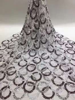 

2020 New High Quality Embroidered Sequins Lace Fabric Swiss Nigerian Lace Fabric in Switzerland Tulle Lace With Sequins Party