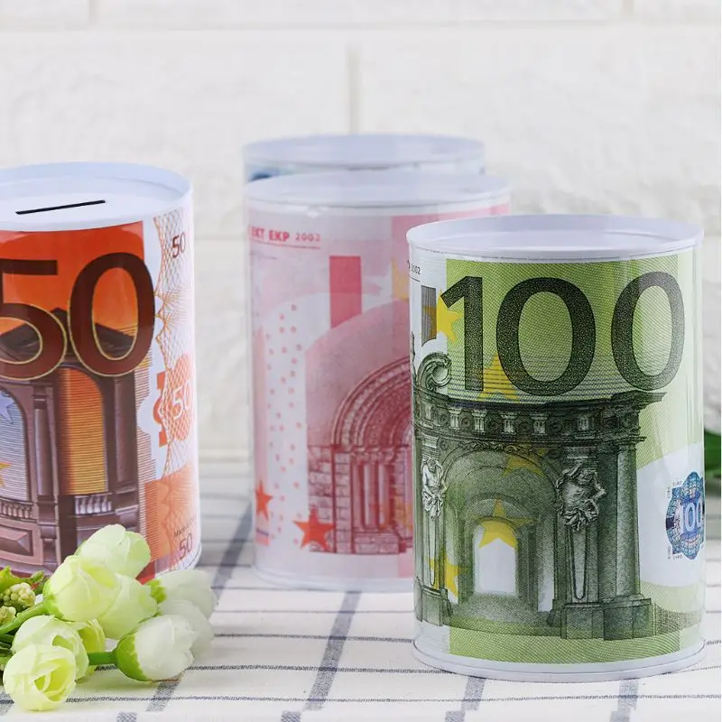 Креативный евро доллар металлический цилиндр копилка экономия денег коробка украшение дома