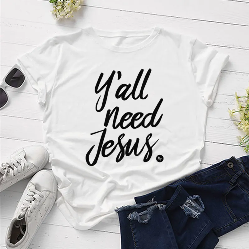 У вас нужен футболка Jesus христианский поверить благословил Для женщин уличная