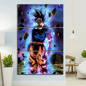

3 Pieces Living Room Decor Wallpaper Anime Artwork Oil Painting Canvas Art Paints Wall Stickers Dragon Ball Goku Anime Painting