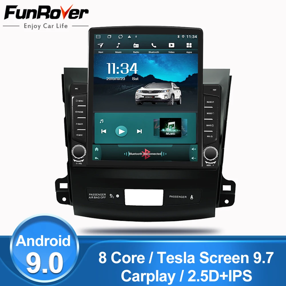 Funrover ips 9," Tesla экран для Mitsubishi Outlander xl 2 2005-2011 peugeot 4007/Citroen автомобильный Радио мультимедийный плеер gps Navi