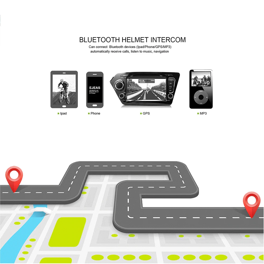 Черный пластиковый резиновый мотоцикл Bluetooth ресивер стерео гарнитура 3,3-4,2 в для мобильных телефонов Поддержка Bluetooth аксессуары