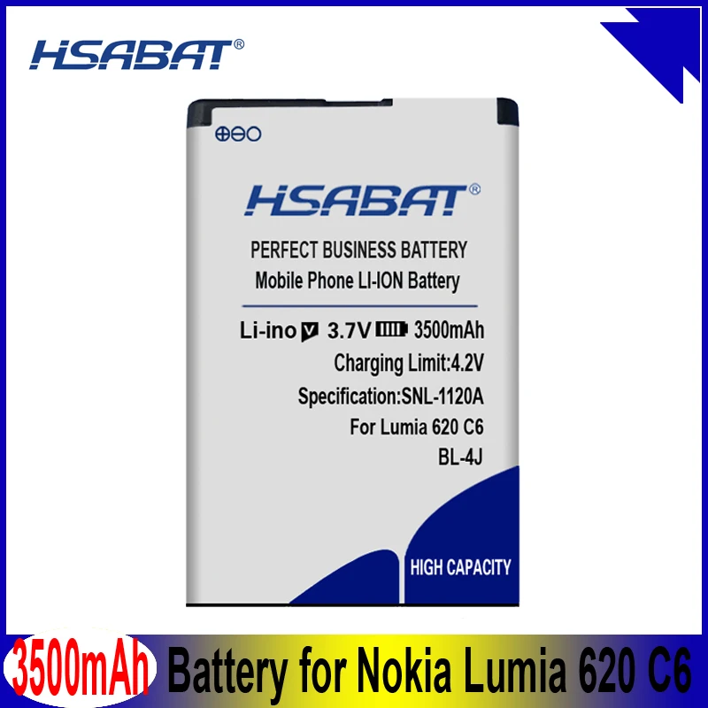HSABAT 3500 мАч BL 4J аккумулятор для Nokia Lumia 620 C6 00 Bateria Touch 3G C600|bl-4j battery|battery forbattery for nokia |