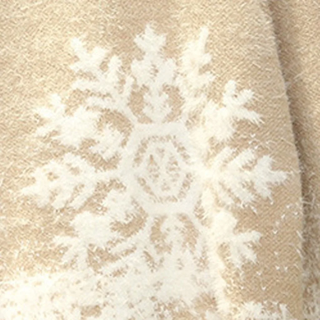 Women O-Neck Merry Christmas Snowflake Print Thick Knitted Sweater Pullover Tops кофта женская
