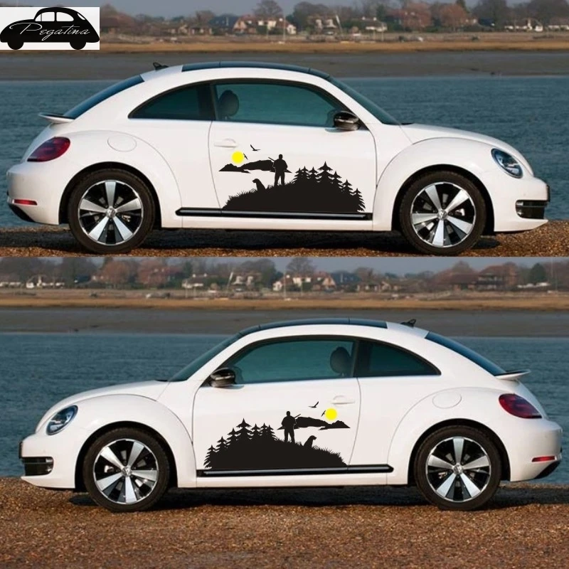 Pegatina Hunt Forest Birds Dog Sun Decal Hunting Club Sticker Hollow Sticker Hunter Car Window Vinyl Decal Poster