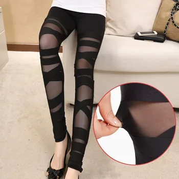 

Fashion Leggings Mesh Womens Leggins Punk Rock 2020 Sexy Halloween Gothic Legging Slim Black Elastic Bandage Femme Pants