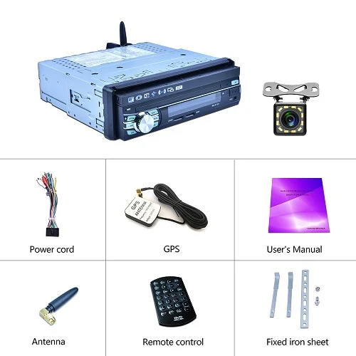 Radio With 12LED Cam Hikity " HD 1 Din Android 7,1 автомобильный навигационный GPS радиоприемник Wifi выдвижной экран стерео Зеркало Ссылка автомобильный радиоприемник с Bluetooth Камера заднего вида - Цвет: Radio With 12LED Cam