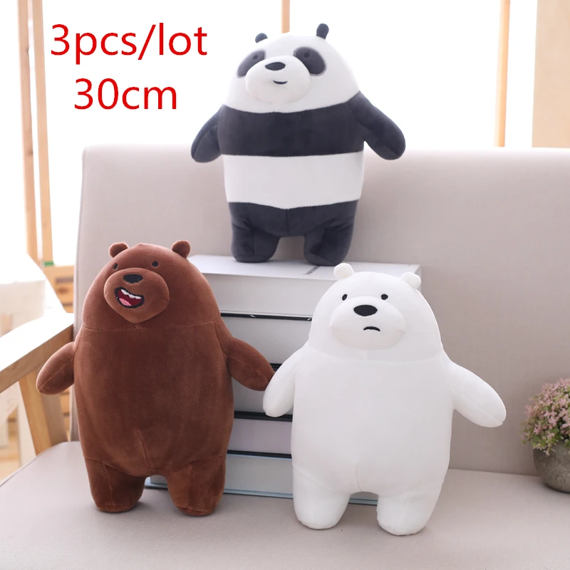 3pcs 30cmABC Каваи Мы Голые Медведи Плюшевые игрушки мультфильм медведь фаршированный гризли серый белый медведь панда кукла Дети любят подарок на день рождения - Цвет: 3pcs 30cmABC