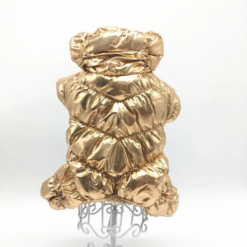 Gold Зимняя одежда для домашних животных для собак Светоотражающая Водонепроницаемая курта для собак теплые флисовые комбинезоны для щенка чихуахуа французская одежда для бульдога - Цвет: Gold