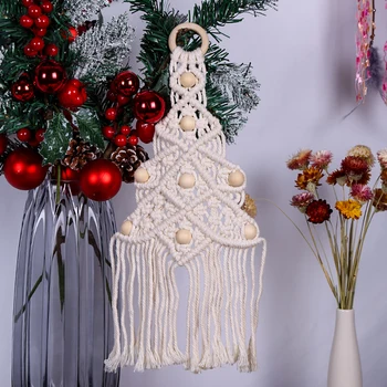 

Macrame Tapestry Wall Hanging Woven Christmas Tree Wall Tapestry Cotton Boho Decor Home Decoration Best Gift