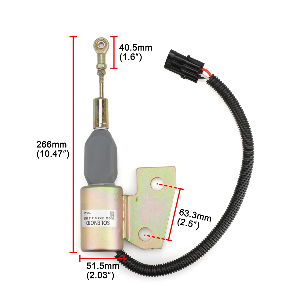 For Cummins 4BT Hyundai Excavator 24V Fuel shutoff solenoid 3991168