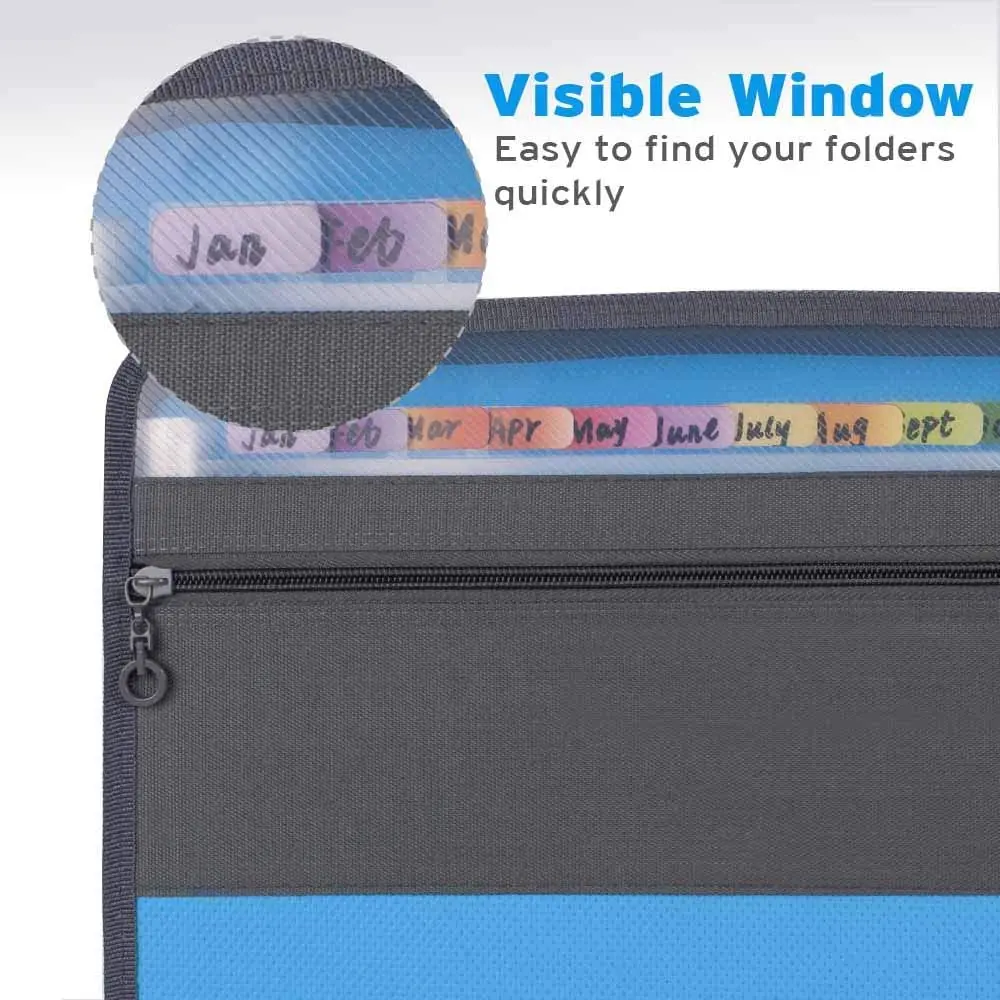 File Folder A4 Expanding File Folder with Sticky Labels 13 Pocket Accordion File Folder Document Organizer Expanding Zipper