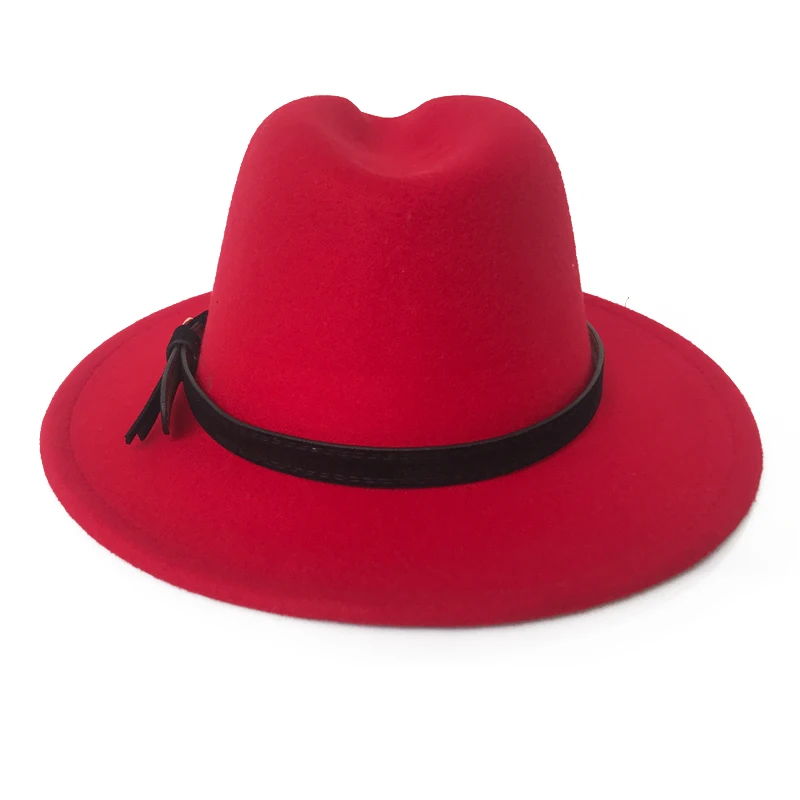 YY черный кожаный ремень Fedora шляпа для мужчин зимняя винтажная фетровая шляпка винтажная Трилби женские церковные шляпы Chapeau Femme Feutre FD19020