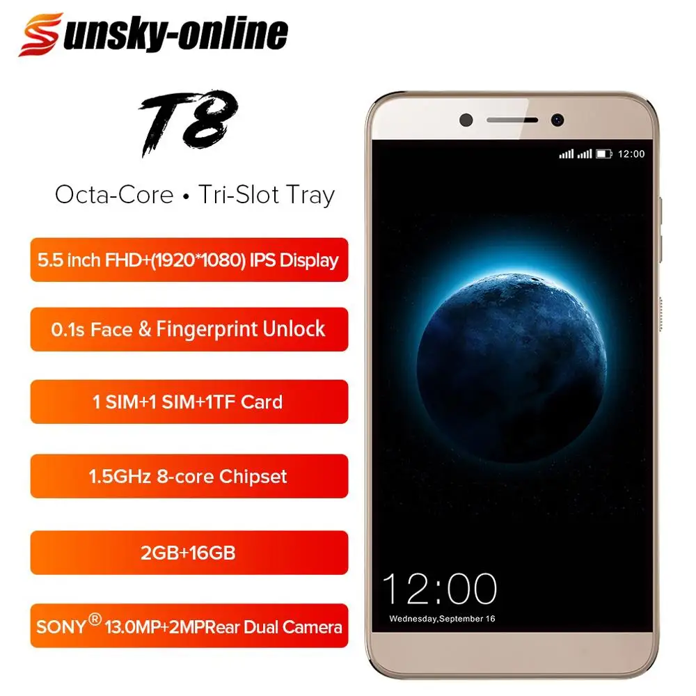 LEAGOO T8 LTE 4G 5.5'' FHD Smartphone RAM 2GB ROM 16GB Android 8.1 MT6750T Octa Core Face ID 13MP Camera Dual SIM Mobile Phones
LEAGOO T8 LTE 4G 5.5'' FHD Smartphone RAM 2GB ROM 16GB Android 8.1 MT6750T Octa Core Face ID 13MP Camera Dual SIM Mobile Phones