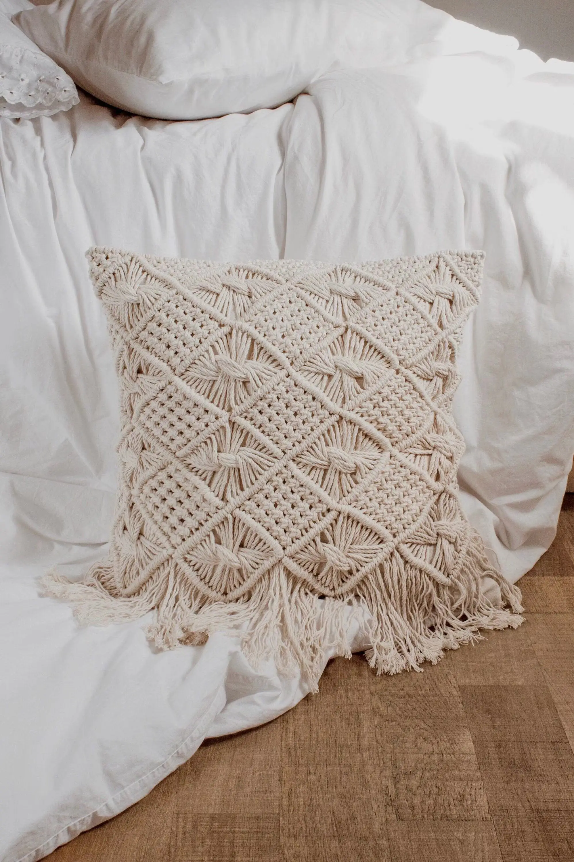 Macrame cushion cover Boho pillow cover Handmade macrame cushion cover Customized size and color