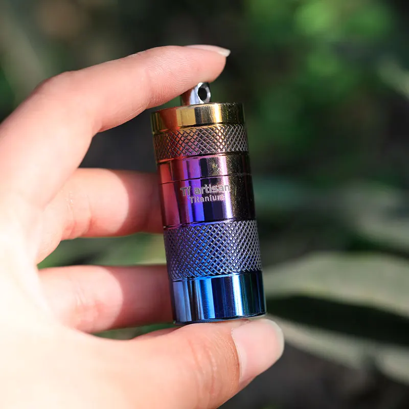 Tiartisan Lightweight portable Outdoor Waterproof Seal Titanium Pill Box Drug Container Medicine Case Cigarette Case