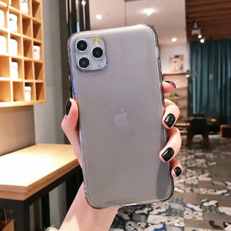 Серый Ottwn для iPhone 11 Pro XR XS Max X 7 8 Plus чехол противоударный Матовый Прозрачный чехол для телефона карамельный цвет Мягкая силиконовая задняя крышка - Цвет: Серый