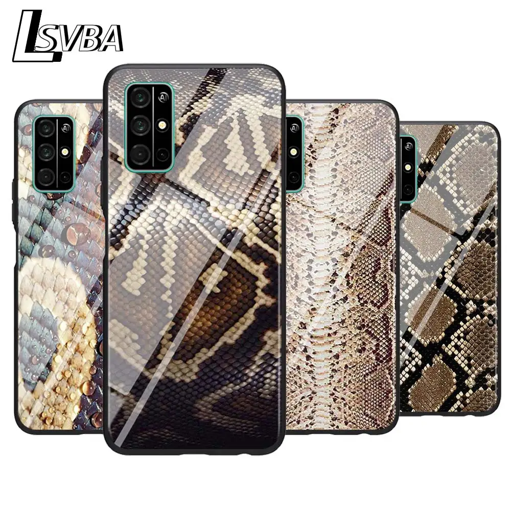 

For Huawei Honor 9A 9C 9S 9X Lite Phone Case Yellow Gold Snake skin for Honor 30 Pro Plus 20S 8A 8C 8S 87 7C 7S Silicone Cover