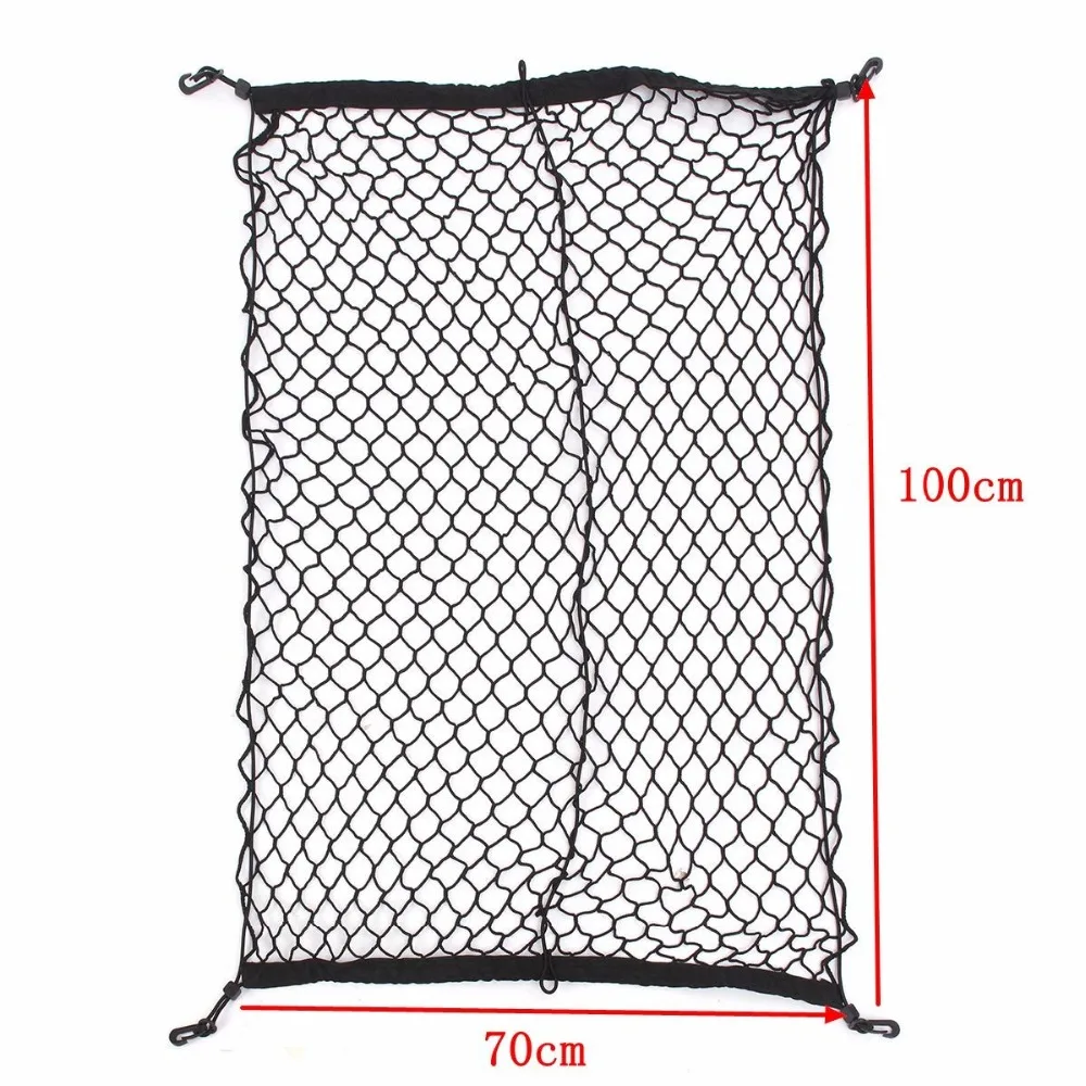 100x70cm 유니버설 블랙 나일론 자동차 트렁크 그물 수하물 보관 정리 가방 후면 테일 메쉬 네트워크 4 후크 카고 네트, 자동차 트렁크 그물 보관함