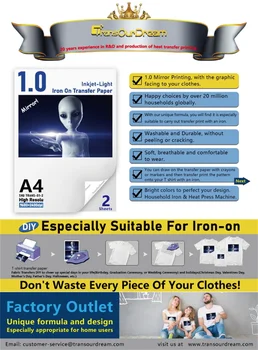 

A4 Printable Iron on Transfer Paper for T-Shirts Heat Transfer Paper Use for Light-Colored Fabrics 2 Sheets