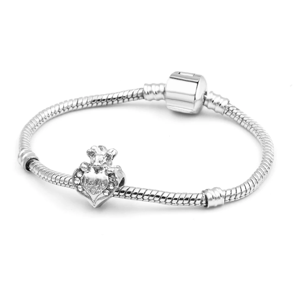 JSL007 SEIALOY 925 модные серебряные браслеты с Simba льва Наны и бусинами для женщин, мужчин и девочек, оригинальные браслеты с подвесками из бисера, подарочные браслеты - Окраска металла: JSL007