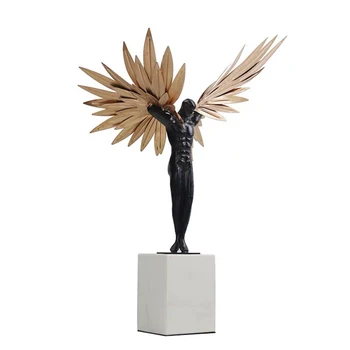 

Modern Metal Marble Portrait Figure Art Home Decor Abstrct Swing People Sculpture Hotel Hall Decor