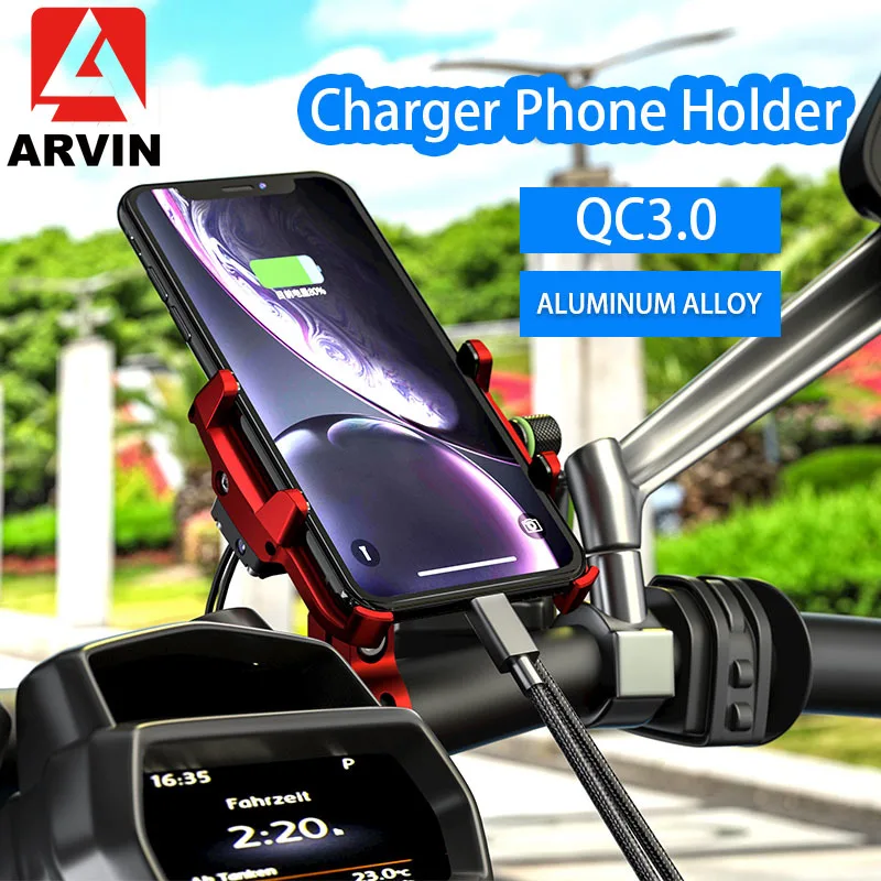 Arwin QC3.0 алюминиевый держатель для телефона мотоцикла с usb зарядным устройством