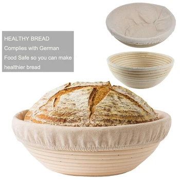 

Bread basket round Banneton dough rose rattan, used for home baking Indonesian rattan bread storage basket kitchen storage
