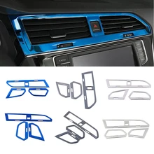 For Volkswagen VW Tiguan MK2 2017 2019 Dash board Air Conditioning AC Outlet Vent Cover Frame Trim Stainless Steel Sticker