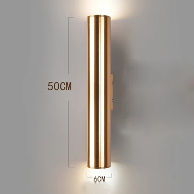 Customized Simple Modern Wall Sconce Lamp Creative Personality Bedroom Bedside Round Aluminum Luxury Champagne Gold Wall Light - Цвет абажура: Dia6 x H50cm 3W