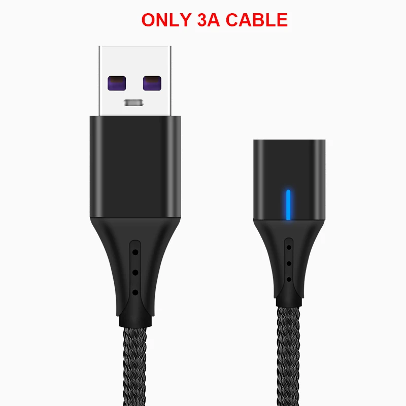 5А супер быстрая зарядка Магнитный USB кабель type C Micro usb кабель для зарядки данных быстрое зарядное устройство поддержка передачи данных 90 градусов - Цвет: 3A Black Cable
