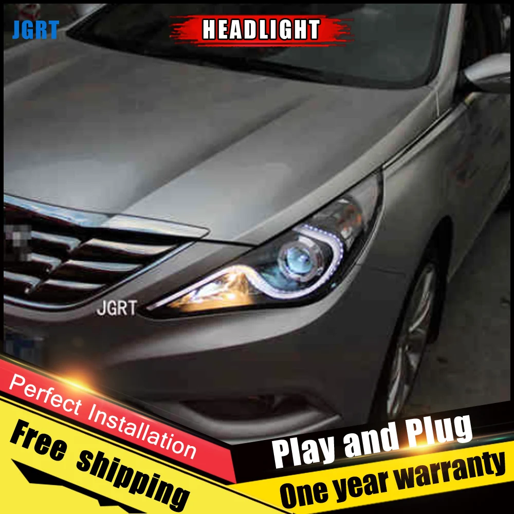 Автомобильный Стиль светодиодный фары для Hyundai Sonata 2011-2014 8 налобный фонарь