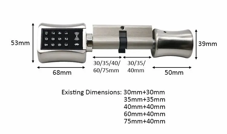 Bluetooh Smart Cylinder Lock  Keyless Electronic Door Lock  APP Wifi Lock Digital Code RFID Card Lock for Home Apartment Airbnb