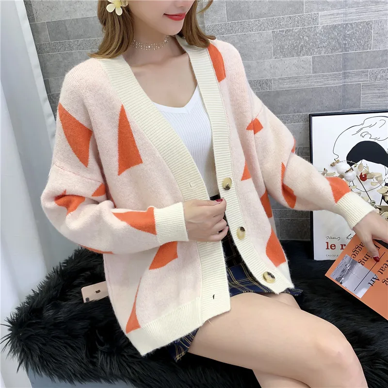 OHCLOTHING, 9289 реальное фото, свободный свитер с бриллиантовым блоком, кардиган, пальто, 45- 1-й этаж, 11 рядов, 1 полка - Цвет: see chart