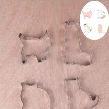 

4 pcs/set New Creative Cute Cat Shape Stainless Steel Cookie Cutters Kitchen Fondant Sugarcraft Tools Biscuits Mould Bakeware