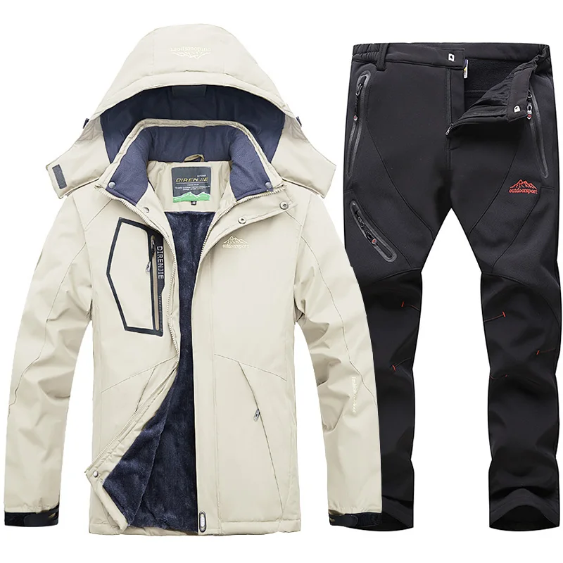 CCIVICFREE, Мужская водонепроницаемая куртка, брюки, для походов, походов, охоты, куртки, мужские, зимние, тепловые, флис, сноуборд, лыжный костюм