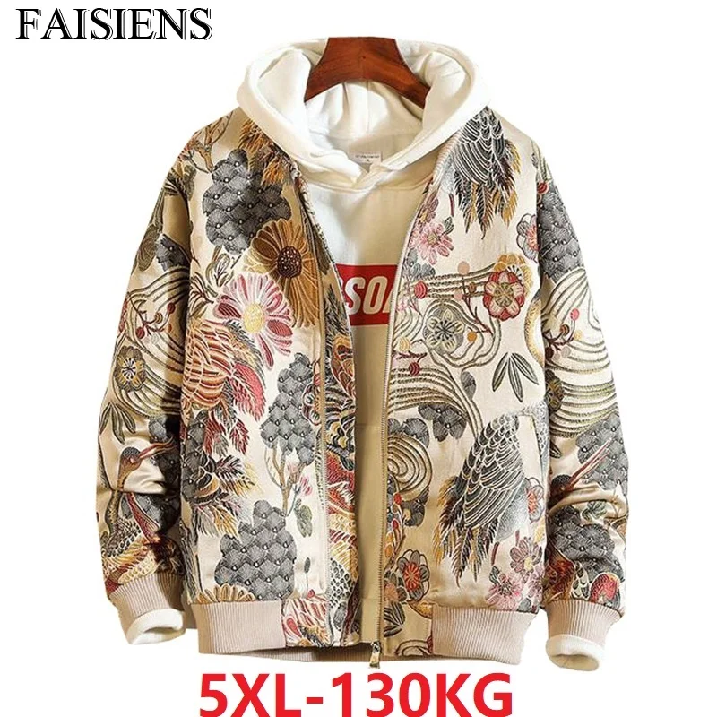 

Japan Style Autumn Plus Size 5XL 4XL Men Fashion Embroidery Jackets High Streetwear Jackets Zipper Cool 56 Baseball Collar Coat