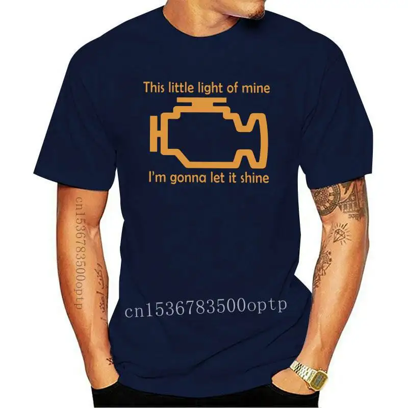 New Check Engine Let It Shine Mechanic Men's T Shirt Car Fix Engineer Vintage Tees Short Sleeve T-Shirts Cotton Printed Clot | Мужская