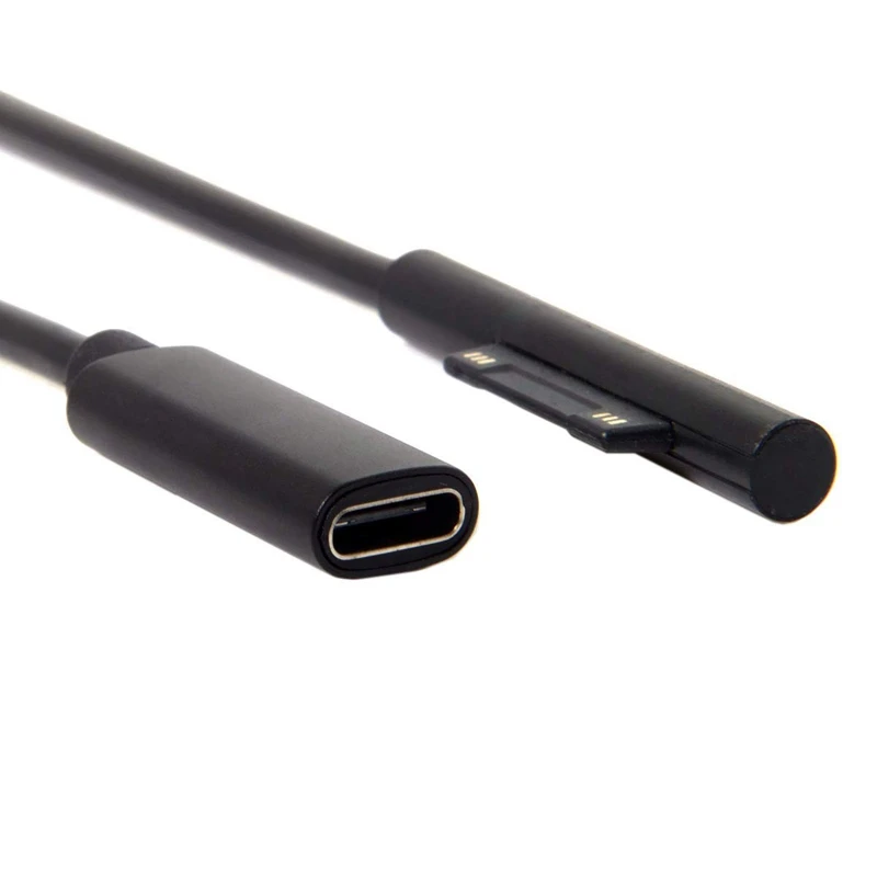 0,2 м женский USB-C зарядный кабель для Microsoft Surface Pro 6/5/4/3 Поверхность ноутбука 1/2, 45Вт 15В PD кабель для зарядки